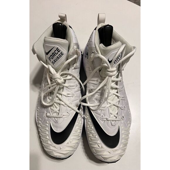 Nike Men\'s 14.5 Force Savage Rubber Football Cleats White Black Swoosh Athletic main image 5